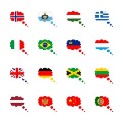 Flag with liechtenstein flag, luxemburq flag and flag of latvia