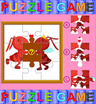 Jigsaw Puzzle Education Game for Preschool Children with ant