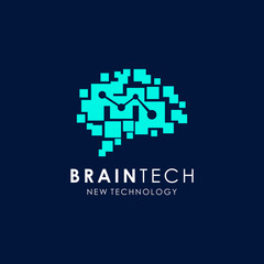 brain tech logo template.