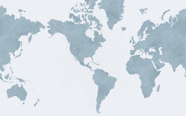 World map centered on America, abstract blue vector world map. © boldg