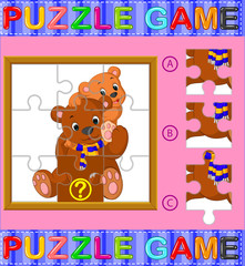 Jigsaw Puzzle Education Game for Preschool Children with bear
