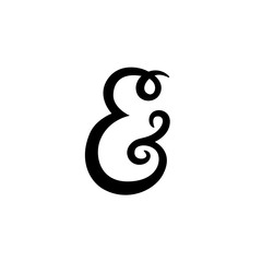 Custom ampersand on white background. Handwritten calligraphy. Isolated. Vector illustration. Great for wedding invitations, greeting cards, posters, placards