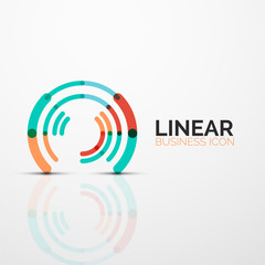 Outline minimal abstract geometric linear business icon made of line segments, elements