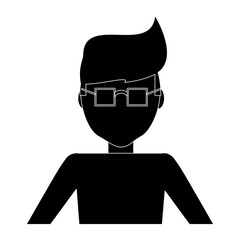 avatar man with glasses over white background, vector illustration