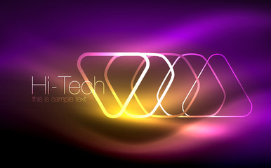 Glowing vector triangle geometric shapes in dark space