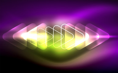 Glowing vector triangle geometric shapes in dark space