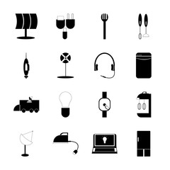 icon Technology with connector, cuisine, radio, listen and coole