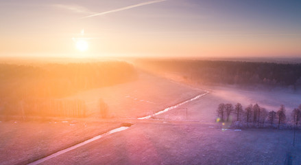 Colorful rural spring scene