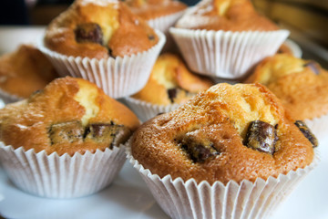 sweet muffins with chocolate