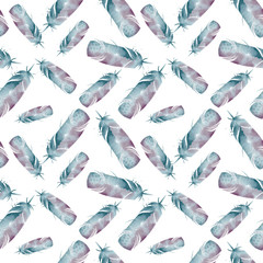 seamless waterecolor feather pattern