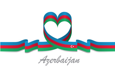 Obraz premium azerbaijan flag and love ribbon