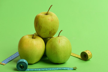 Sports and healthy lifestyle symbols. Pattern made of apple fruits