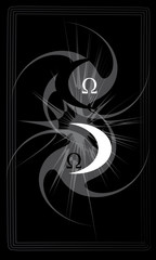 Tarot cards - back design.  Black and white moon