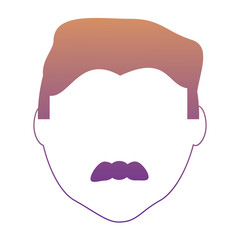 avatar man with mustache over white background, colorful design. vector illustration