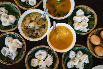 Kanom Jeen Nam Ya is Local Rice vermicelli noodle and curry sauce