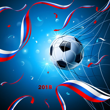 Soccer Ball with Confetti. Vector 