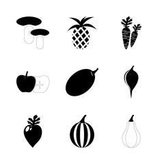 icon Fruits And Vegetables with calabash, mushrooms, vitamins, vitamin and spicy