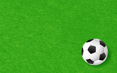 Soccer background illustration. Football on green grass texture background.