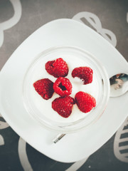 Raspberries with yogurt
