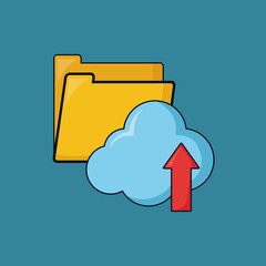 seo design with document folder andcloud storage over blue background, colorful design. vector illustration