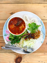 Northern Thai food (Kanom Jeen Nam Ngeaw)