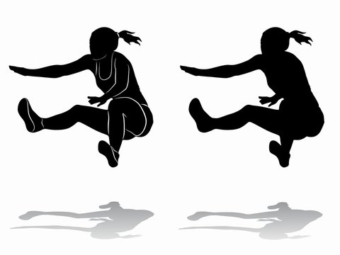 silhouette of a long jumper , vector draw