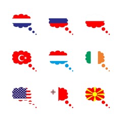 Fototapeta premium icon Flag with flag of poland, macedonia flag, flag of netherland, turkey flag and flag of russian