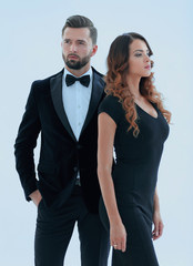 Handsome man and woman in black dress
