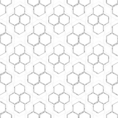 Seamless technology pattern. Hexagons abstract background. Modern stylish texture. Geometric science and technology motion design. Scientific vector illustration.