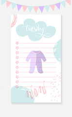 Tuesday Daily To do List for a mother of a newborn kid.