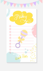 Friday Daily To do List for a mother of a newborn kid.