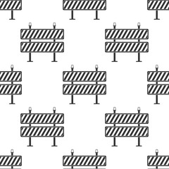 Road barrier icon seamless pattern on white background. Symbol of restricted area which are in under construction processes. Fence of building or repair works sign. Hurdle icon. Vector Illustration