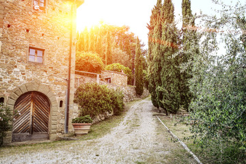 Summer road background in tuscany 