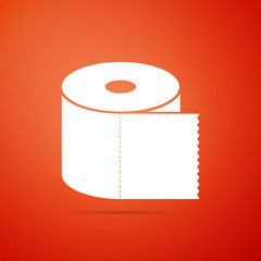 Toilet paper roll icon isolated on orange background. Flat design. Vector Illustration
