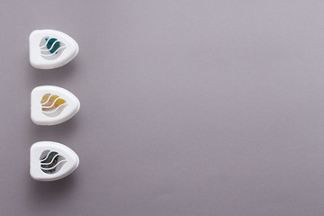 Air freshener on grey background , top view, flat lay copy space