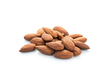 Almonds isolated on white background