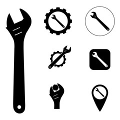 Wrench icon, logo. Images repair