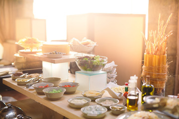 Breakfast buffet at the hotel or restaurant.