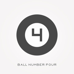 Obraz premium Silhouette icon ball number four
