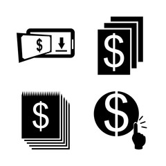 icon Currency with document, check, mobile, phone transfer and business payment