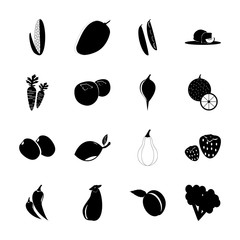 icon Fruits And Vegetables with navel, vitamins, wall fruit, lime and sweet fruit