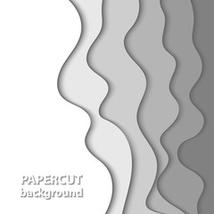 Vector background with white paper cut shapes. 3D abstract paper art style, design layout for business presentations, flyers, posters, prints, decoration, cards, brochure cover.