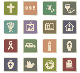 funeral services icon set