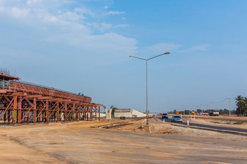 Fototapeta na wymiar Overpass Construction for motorway Kanchanaburi Thailand