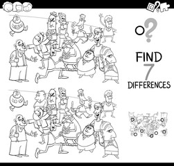 differences game with people coloring book