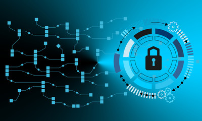 Cyber technology security, network data protection. Vector graphic illustration.