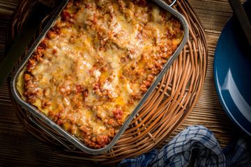 Homemade lasagne bolognese
