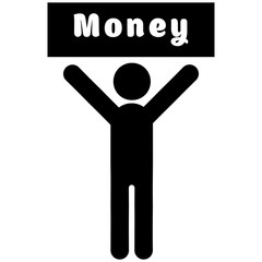 Man with a poster money