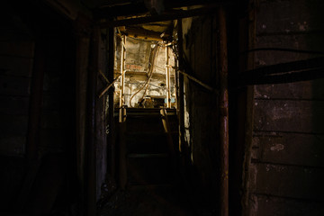 Fototapeta na wymiar Underground coal ore mine shaft tunnel gallery