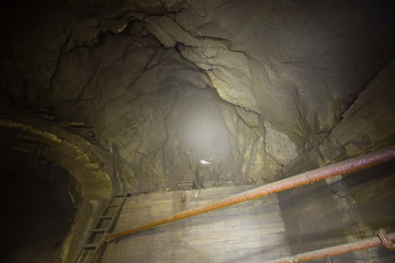 Underground old ore gold mine tunnel shaft passage mining technology